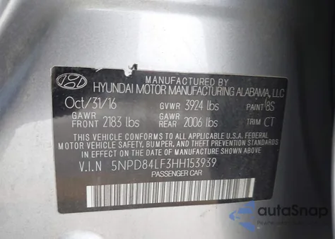 2017 Hyundai Elantra Limited from USA, damaged, VIN 5NPD84LF3HH153939